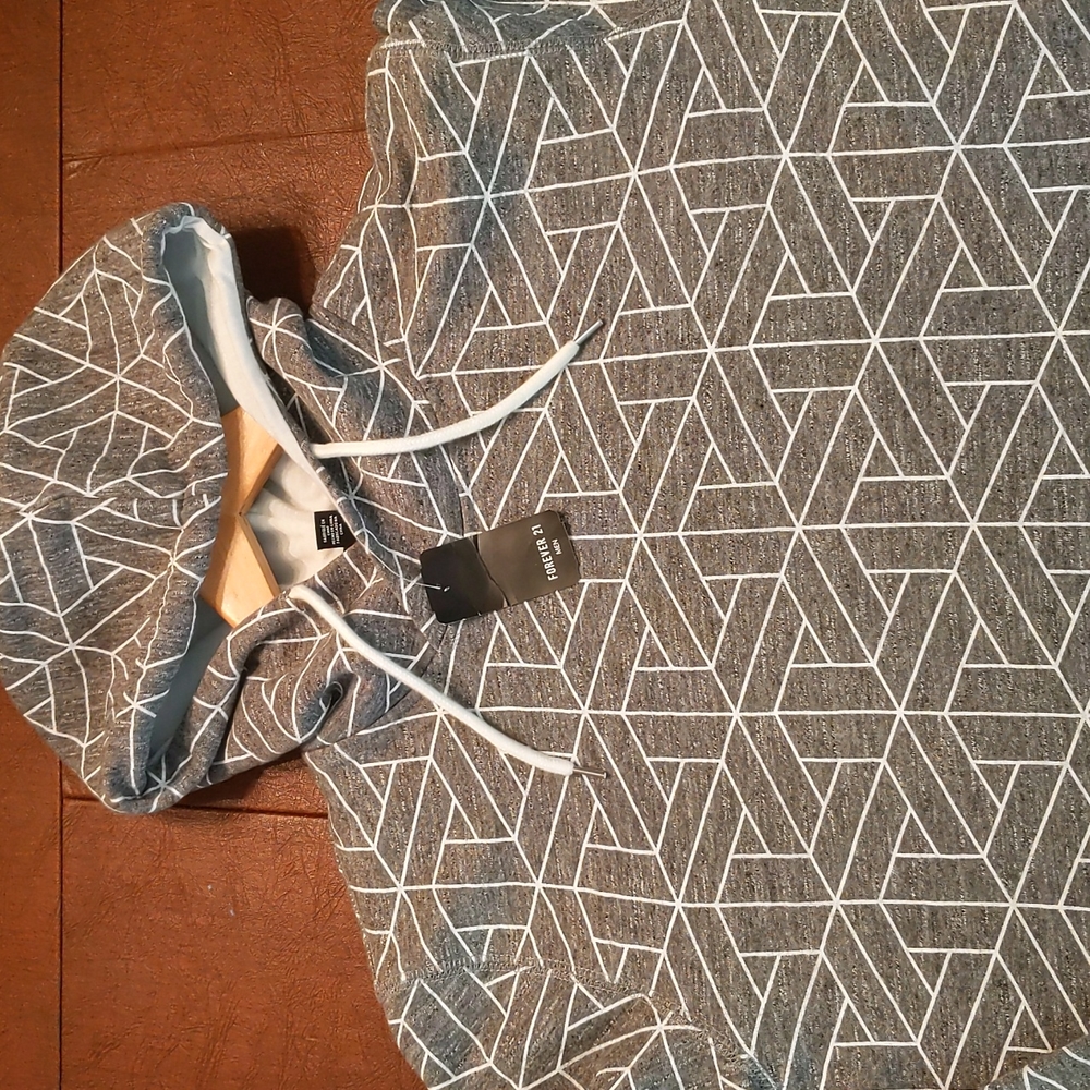 A gray and white hoodie